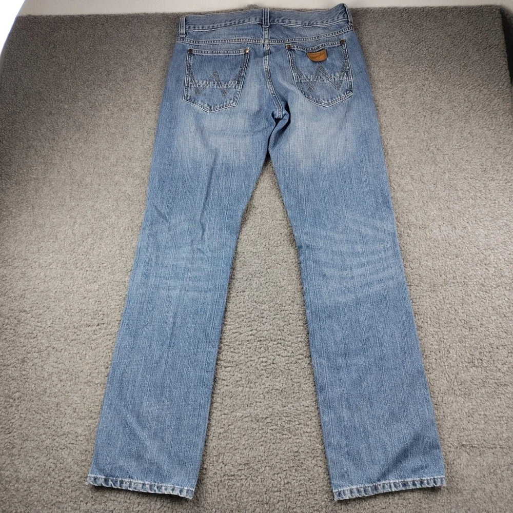 Wrangler Retro Slim Straight Jeans Mens 32x34 Blue Denim Workwear Rodeo